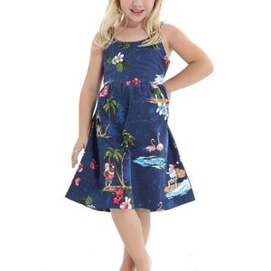 Hawaii Hangover navy blue Christmas empire girls dress Size 10 holiday novelty
